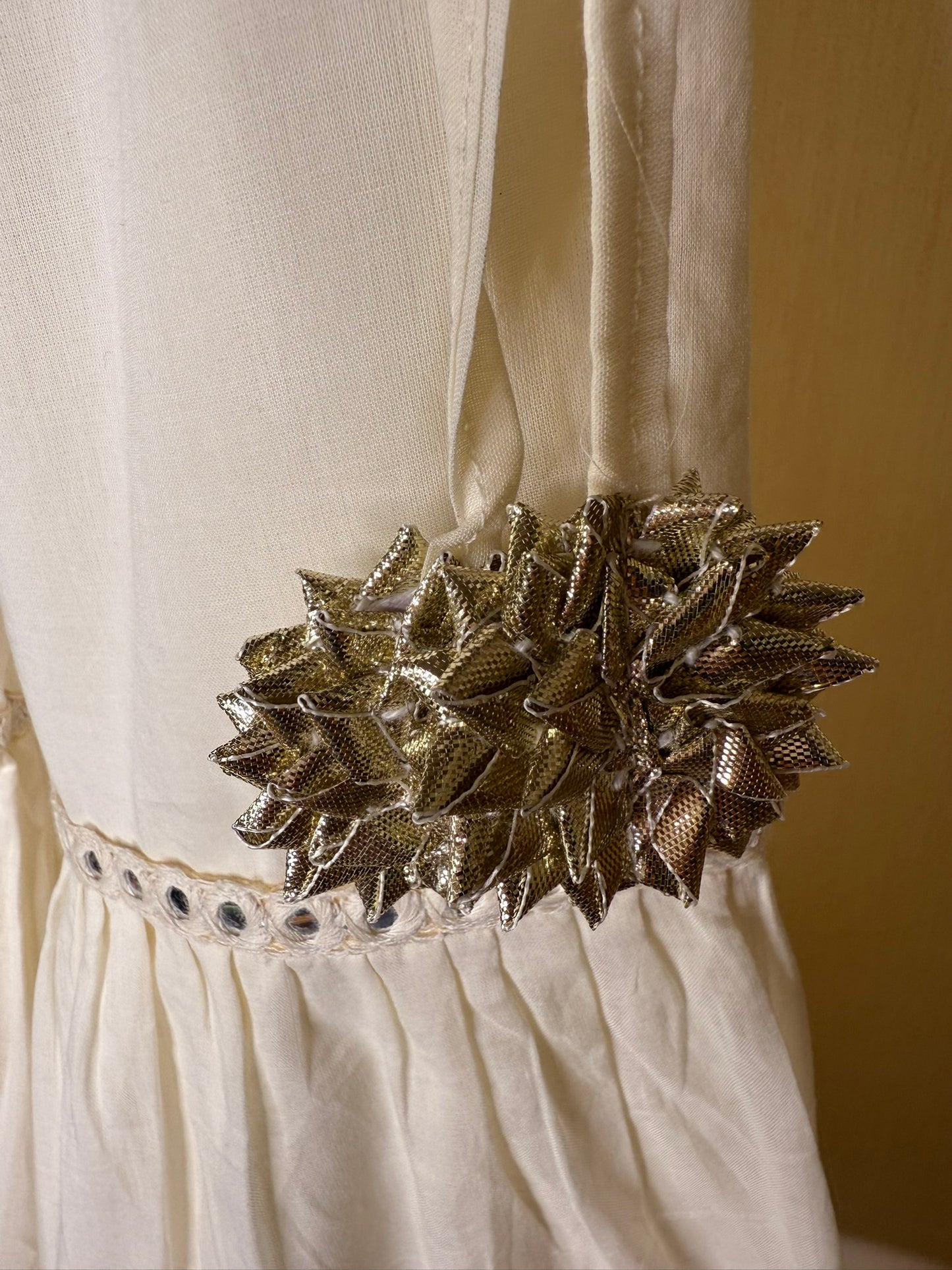 Ivory Sharara Set with Mirror Embroidery and Tassels