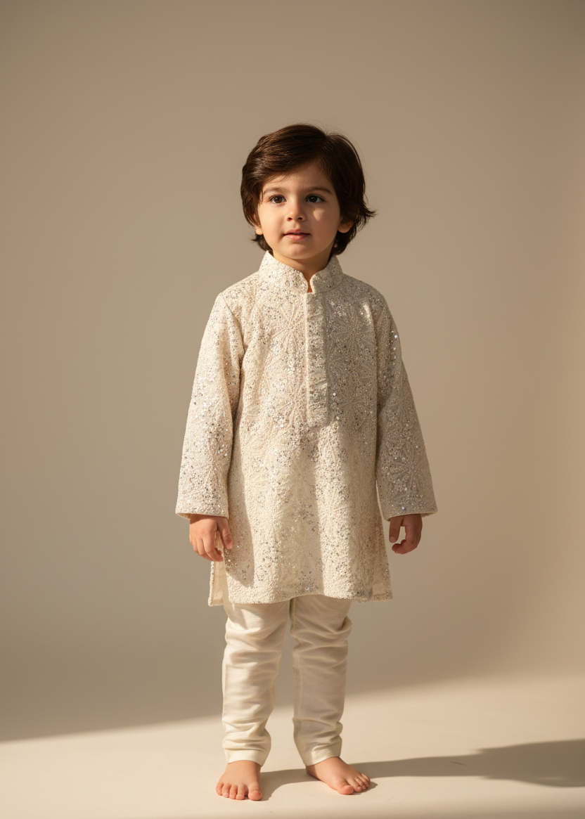 Off White Lakhnavi Kurta Set