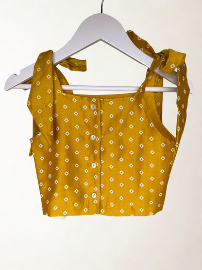 Mustard Yellow Bandhani Print Lengha