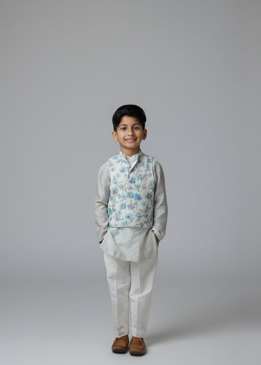 Kurta Set with Embroidered Waistcoat