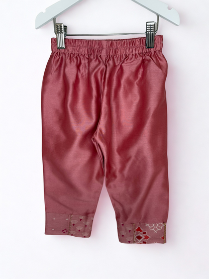 Dusty Pink Printed Kurta Set with Gota Lace Embroidery