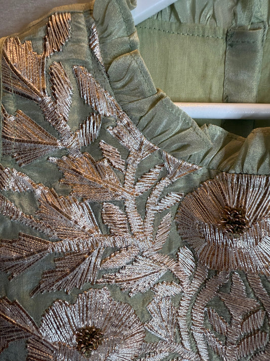 Sage Green Lengha with Gota Embroidery