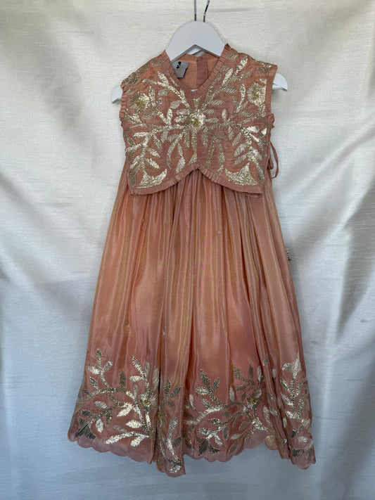 Dusty Pink Lengha with Floral Gota Embroidery