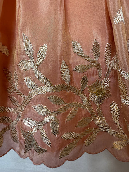 Dusty Pink Lengha with Floral Gota Embroidery