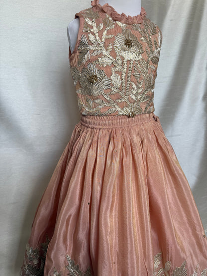 Dusty Pink Lengha with Gota Embroidery