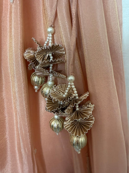 Dusty Pink Lengha with Floral Gota Embroidery