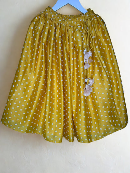 Mustard Yellow Bandhani Print Lengha